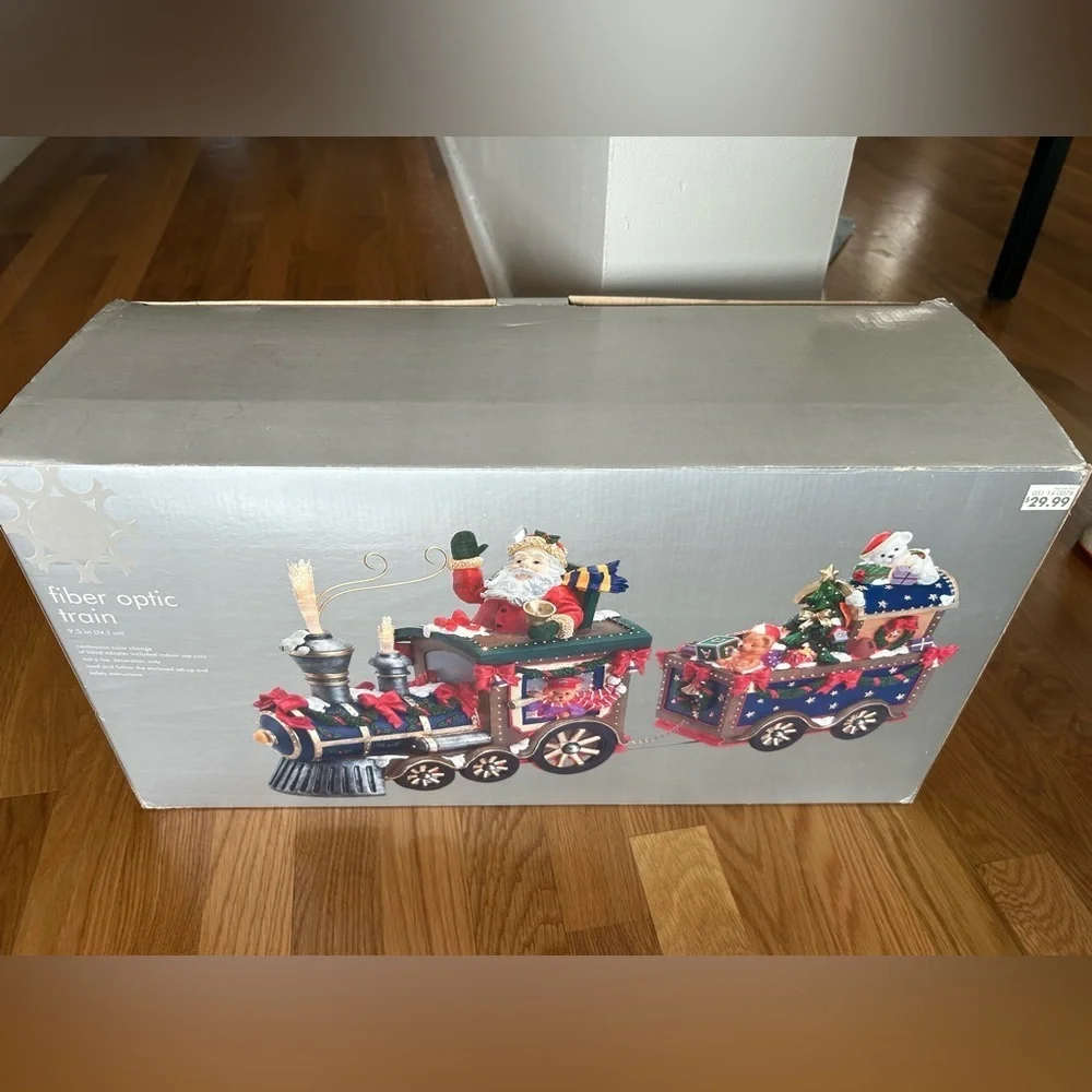 Vintage Target 2005 2-Pc Fiber Optic Santa Claus Christmas Train Color Changing
